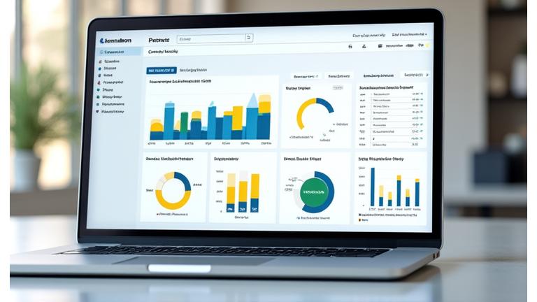 Interaktives Dashboard mit bunten Diagrammen und Grafiken, die den Lernfortschritt, die Fähigkeiten und die Leistungsindikatoren visualisieren.