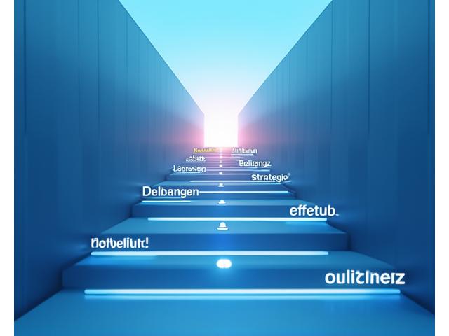 Ein abstrahiertes Diagramm oder eine Infografik, die einen Karrierepfad in der Logistik mit Hervorhebung der deutschen Sprachkompetenz als Schlüssel zum Aufstieg zeigt, dargestellt auf einem Display.