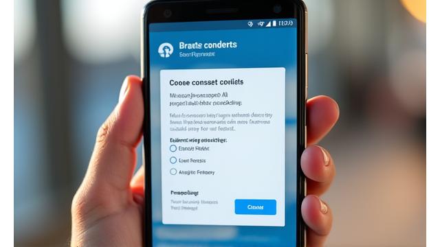 Ein mobiles Cookie-Consent-Fenster mit granularer Kontrollmöglichkeit und Zustimmungsoptionen