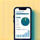 Abstraktes Icon für Nutzungsanalysen mit einem Mobiltelefon und analytischen Diagrammen