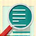 Abstraktes Icon für Sicherheitsaudits mit Lupe und Codezeilen