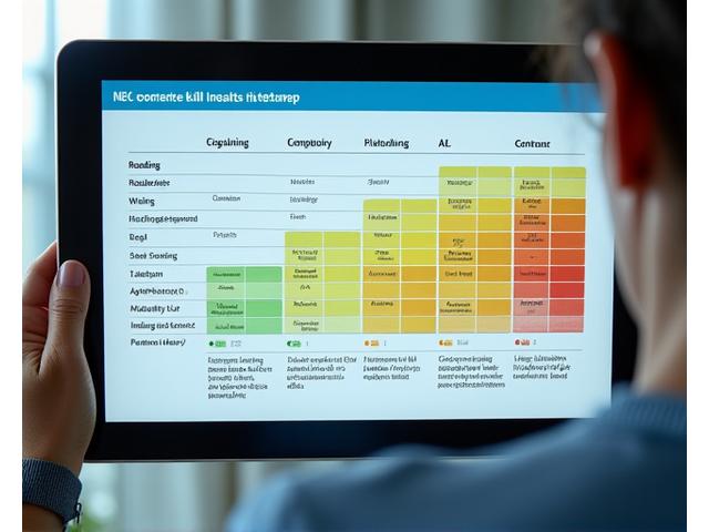 Interaktive Kompetenzmatrix mit Visualisierung des Kompetenzfortschritts in Deutsch.